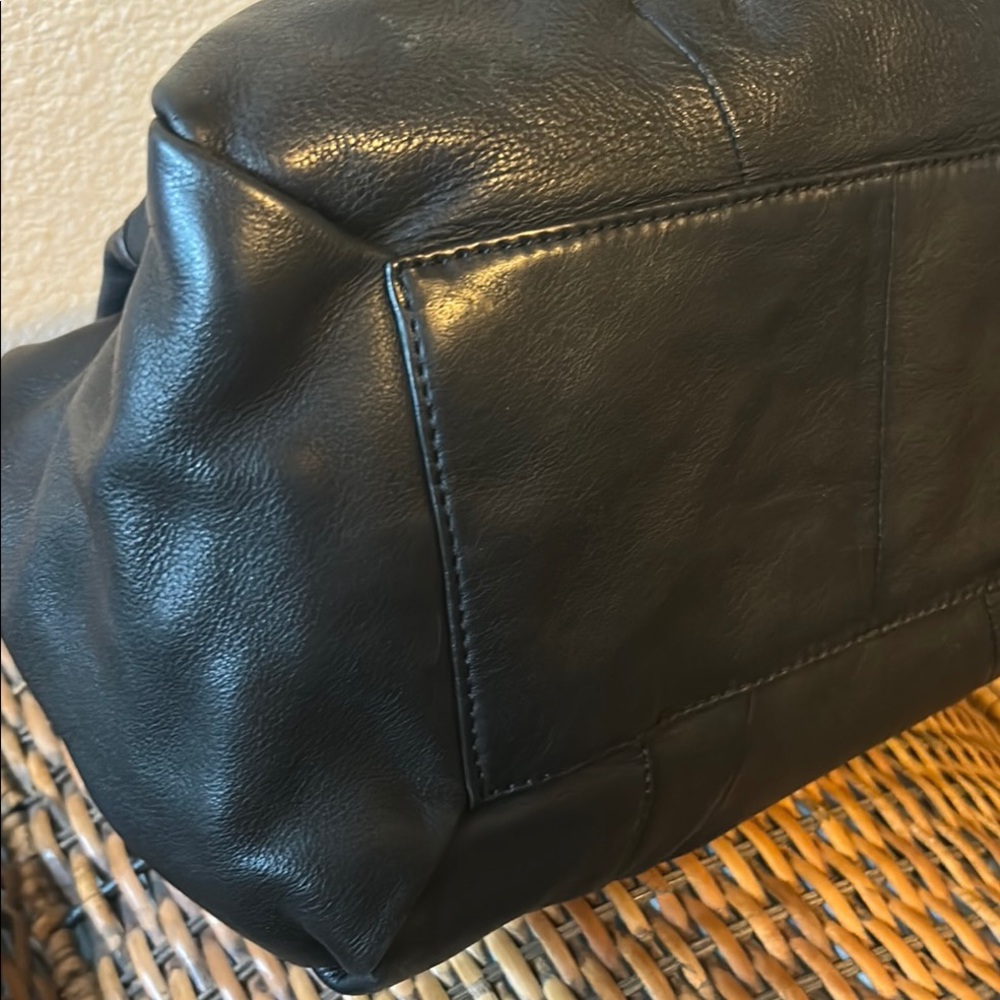 B.Makowsky Black Slouchy Shoulder Bag with Silver Hardware. - Picture 11 of 15